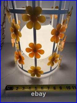 60's Groovy MCM Flower Daisy ToleHanging Ceiling Light Lamp Fixture Chandelier