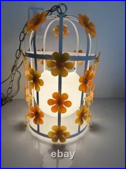 60's Groovy MCM Flower Daisy ToleHanging Ceiling Light Lamp Fixture Chandelier