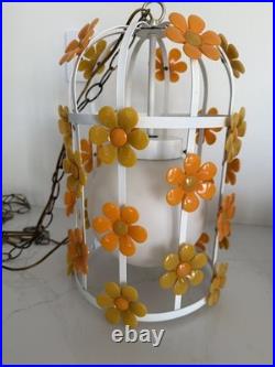 60's Groovy MCM Flower Daisy ToleHanging Ceiling Light Lamp Fixture Chandelier