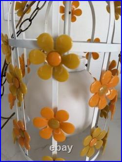 60's Groovy MCM Flower Daisy ToleHanging Ceiling Light Lamp Fixture Chandelier