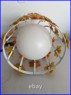 60's Groovy MCM Flower Daisy ToleHanging Ceiling Light Lamp Fixture Chandelier