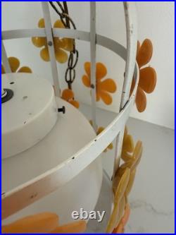 60's Groovy MCM Flower Daisy ToleHanging Ceiling Light Lamp Fixture Chandelier