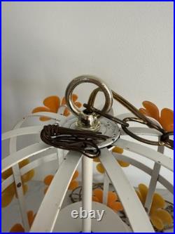 60's Groovy MCM Flower Daisy ToleHanging Ceiling Light Lamp Fixture Chandelier