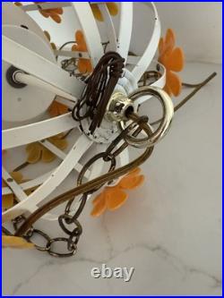 60's Groovy MCM Flower Daisy ToleHanging Ceiling Light Lamp Fixture Chandelier