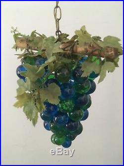 60's Vintage 15 Large Lucite Acrylic Cluster Grapes Retro Hanging Lamp Light