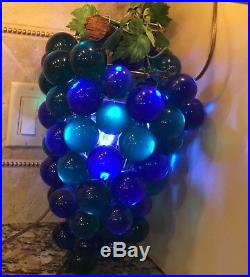 60's Vintage 17 Large Lucite Acrylic Cluster Grapes Retro Hanging Lamp Light