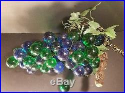 60's Vintage 18 Large Lucite Acrylic Cluster Grapes Retro Hanging Lamp Light