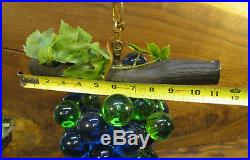 60's Vintage Lucite Acrylic Cluster Grapes Retro Hanging Lamp Light Blue & Green