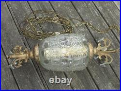 60s EF INDUSTRIES Hollywood REGENCY Glass PINEAPPLE Hanging SWAG Light withDANGLES