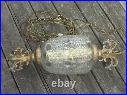 60s EF INDUSTRIES Hollywood REGENCY Glass PINEAPPLE Hanging SWAG Light withDANGLES