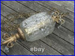 60s EF INDUSTRIES Hollywood REGENCY Glass PINEAPPLE Hanging SWAG Light withDANGLES