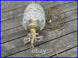 60s EF INDUSTRIES Hollywood REGENCY Glass PINEAPPLE Hanging SWAG Light withDANGLES