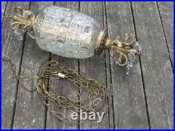 60s EF INDUSTRIES Hollywood REGENCY Glass PINEAPPLE Hanging SWAG Light withDANGLES