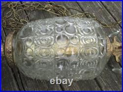 60s EF INDUSTRIES Hollywood REGENCY Glass PINEAPPLE Hanging SWAG Light withDANGLES