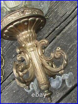 60s EF INDUSTRIES Hollywood REGENCY Glass PINEAPPLE Hanging SWAG Light withDANGLES