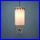 60s Hollywood Regency Hanging Drum Shade Swag Lamp Light Ornate Brass & Crystal