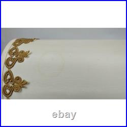 60s Hollywood Regency Hanging Drum Shade Swag Lamp Light Ornate Brass & Crystal