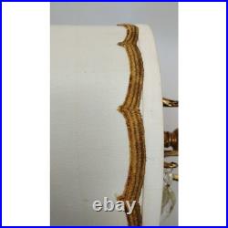 60s Hollywood Regency Hanging Drum Shade Swag Lamp Light Ornate Brass & Crystal