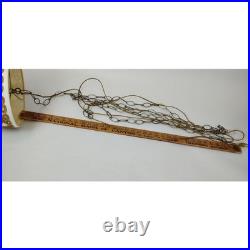 60s Hollywood Regency Hanging Drum Shade Swag Lamp Light Ornate Brass & Crystal