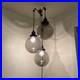 70's Vintage Triple Swag Hanging Light With 3 Smoked Glass Globes Retro Plug In