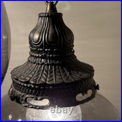 70's Vintage Triple Swag Hanging Light With 3 Smoked Glass Globes Retro Plug In