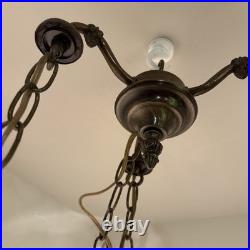 70's Vintage Triple Swag Hanging Light With 3 Smoked Glass Globes Retro Plug In