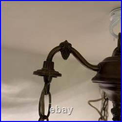 70's Vintage Triple Swag Hanging Light With 3 Smoked Glass Globes Retro Plug In