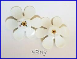 70's Vintage Yellow and White Floral Daisy Cage Chandelier Swag Lamp Light SUNNY