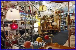 70s Vintage Heavy Ice Glass Chandelier Hanging Pendant Light Lamp Chrome Germany