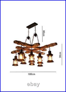 8 Light Wooden Farmhouse Chandelier Hanging Lamp Pendant Lamp Ceiling Fixture