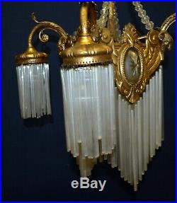 ANTICO LAMPADARIO Liberty OTTONE epoca 900 VETRO MURANO OLD HANGING LAMP VINTAGE