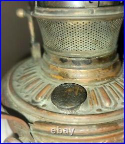 ANTIQUE VICTORIAN BRADLEY & HUBBARD HANGING PARLOR OIL LAMP Original Chains