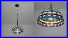 Aeyee Tiffany Chandelier Light Blue Stained Glass Pendant Light Fixture Vintage Hanging Lamp