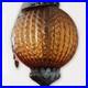 Amber Glass Globe Swag Hanging Lamp Pull Chain, Corded Electric, 3-Lights