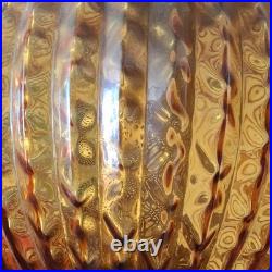 Amber Glass Globe Swag Hanging Lamp Pull Chain, Corded Electric, 3-Lights