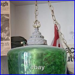 Amber Glass Globe Swag Hanging Lamp Pull Chain, Corded Electric, 3-Lights