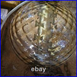 Amber Glass Globe Swag Lamp Hanging Light Fixture with Metal Cap & Chain