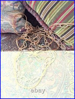 Amber Mid-Century Modern Swag Hanging Lamp Light Fixture Diamond Pattern