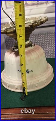 Antique 1920'S Victorian Flush Mount Painted Bell Ceiling Light Fixture Pendant