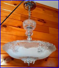 Antique 1920's-30's Art Deco/Nouveau Style Glass Chandelier Light/Lamp