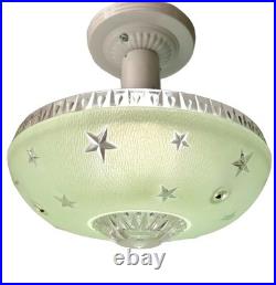 Antique 1920s-1930s Art Deco Nouveau Federal Stars Green Ceiling Light Fixture Antique 1920s-1930s Art Deco Nouveau Federal Stars Green Ceiling Light Fixture