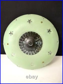 Antique 1920s-1930s Art Deco Nouveau Federal Stars Green Ceiling Light Fixture