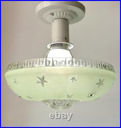 Antique 1920s-1930s Art Deco Nouveau Federal Stars Green Ceiling Light Fixture Antique 1920s-1930s Art Deco Nouveau Federal Stars Green Ceiling Light Fixture