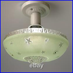 Antique 1920s-1930s Art Deco Nouveau Federal Stars Green Ceiling Light Fixture Antique 1920s-1930s Art Deco Nouveau Federal Stars Green Ceiling Light Fixture