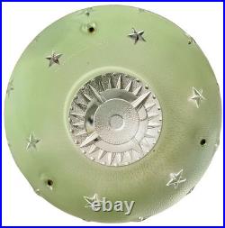 Antique 1920s-1930s Art Deco Nouveau Federal Stars Green Ceiling Light Fixture