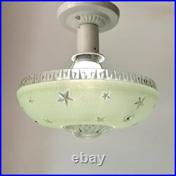 Antique 1920s-1930s Art Deco Nouveau Federal Stars Green Ceiling Light Fixture