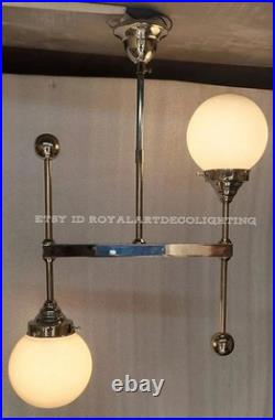 Antique Art Deco Ceiling Light Fixture Nickel Brass Hanging Lamp Vintage 1920 Antique Art Deco Ceiling Light Fixture Nickel Brass Hanging Lamp Vintage 1920