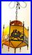 Antique Art Deco Glass Style Lantern/Hanging Ceiling Lamp Horse & Buggy