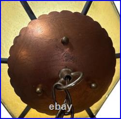 Antique Art Deco Glass Style Lantern/Hanging Ceiling Lamp Horse & Buggy