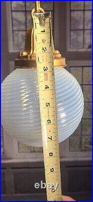 Antique Art Nouveau Opaline Glass Globe Hanging CeilIng Light Fixture Pendant